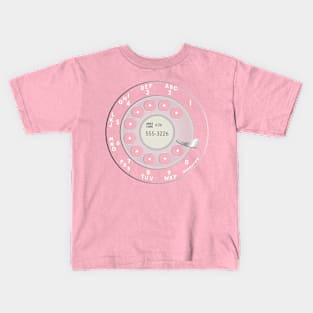 Pink Retro Rotary Phone Dial Kids T-Shirt